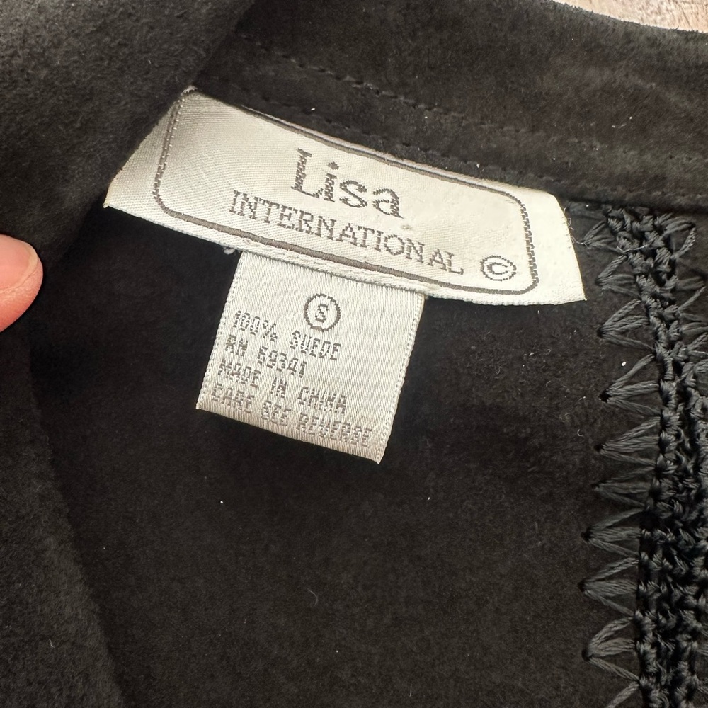 SOLD Lisa International Vintage Black Fringe Jacket - Picture 3 of 4